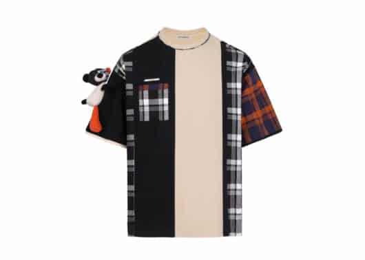 13De Marzo Vintage Plaid Patch Tee Beige/Black