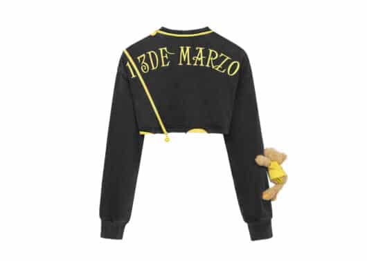 13De Marzo x Smiley Sidelong Zip Short Sweater Black back view