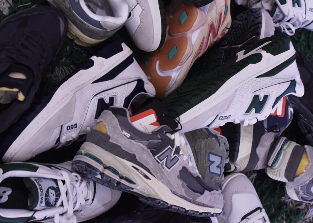 new balance sneaker stack at KICKSTW store