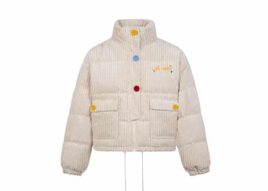 13De Marzo Towel Embroidery Bear Down Jacket Cream front view