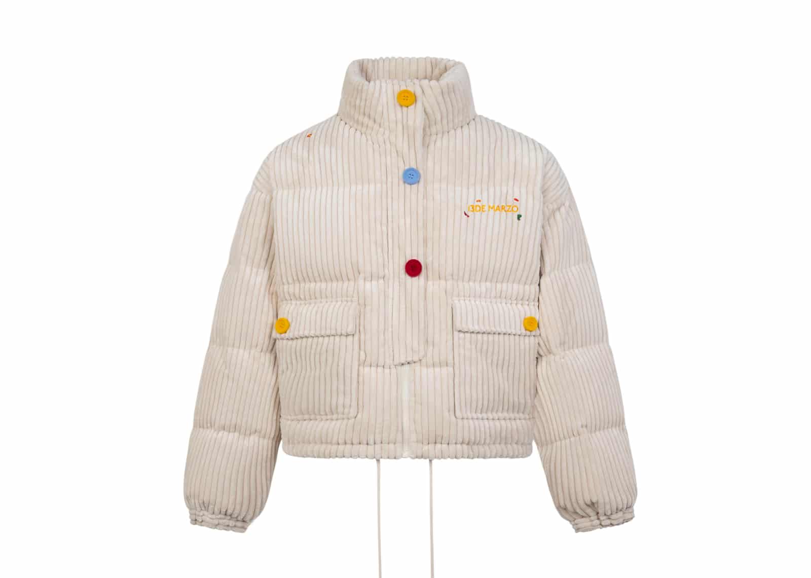 Buy 13De Marzo Towel Embroidery Bear Down Jacket Cream Online in ...