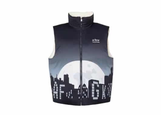 A Few Good Kids City Night View Vest Black White (Double Sided) outside front view