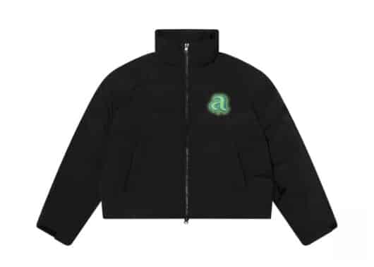 A Few Good Kids Glowing Effect Logo Puffer Jacket Black front view