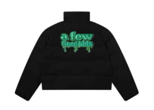 A Few Good Kids Glowing Effect Logo Puffer Jacket Black back view