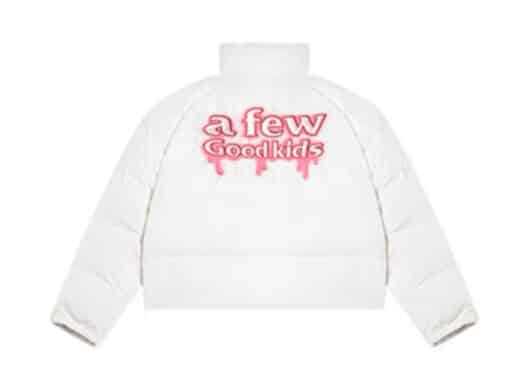 A Few Good Kids Glowing Effect Logo Puffer Jacket White back view