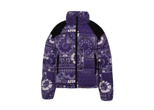 A Few Good Kids Paisley Puffer Jacket Purple front view