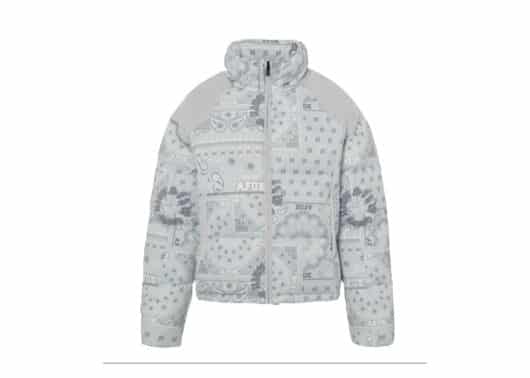 A Few Good Kids Paisley Puffer Jacket White front view