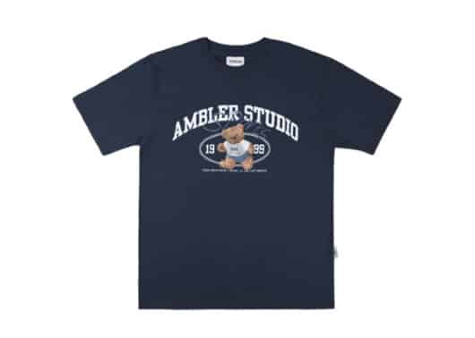 Ambler Marathon Bear Tee Navy AS1005 front view