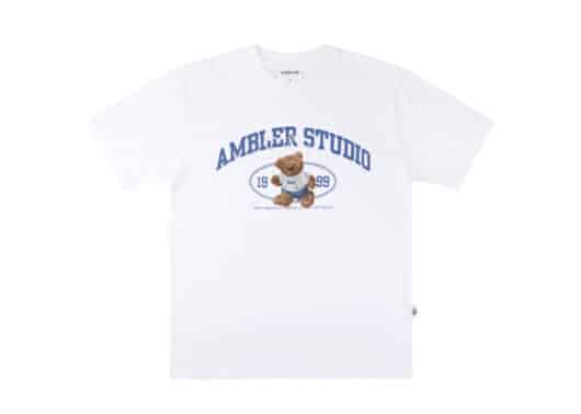 Ambler Marathon Bear Tee White AS1005 front view