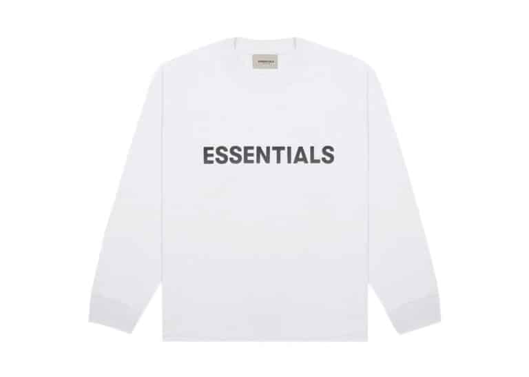 Buy Fear of God Essentials Boxy Long Sleeve Tee Applique Logo White ...