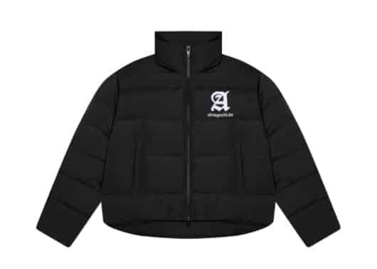 A Few Good Kids Gothic Logo Puffer Jacket Black front view