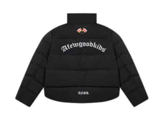 A Few Good Kids Gothic Logo Puffer Jacket Black back view