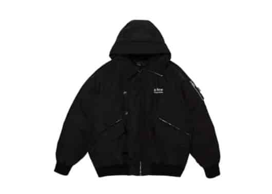 A Few Good Kids Reflective Logo Puffer Jacket Black front view