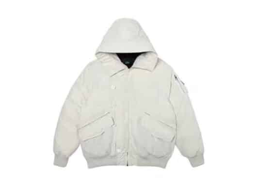 A Few Good Kids Reflective Logo Puffer Jacket White front view