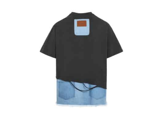 Aventen Pin Denim Patchwork Tee Black back view