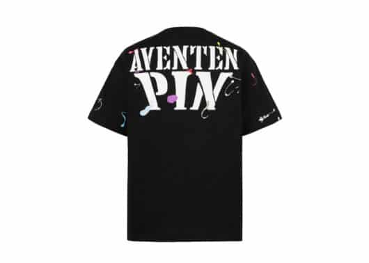 Aventen Pin Paint Splatter Tee Washed Black back view