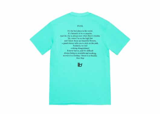 Supreme Bernadette Corporation Fuck Tee Teal back view