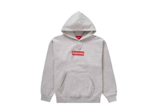 Supreme Inside Out Box Logo Hooded Sweatshirt Heather Grey outside front view