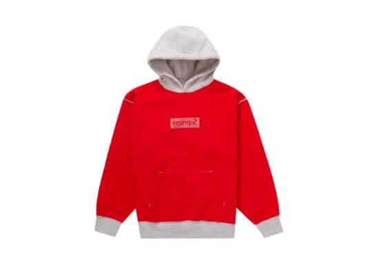 Supreme Inside Out Box Logo Hooded Sweatshirt Heather Grey inside front view