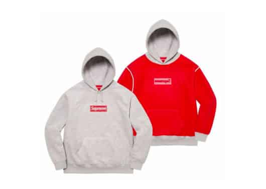 Supreme Inside Out Box Logo Hooded Sweatshirt Heather Grey overall view