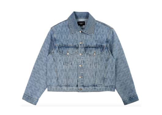 ADLV A Logo Monogramm Pattern Denim Jacket Blue front view