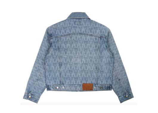 ADLV A Logo Monogramm Pattern Denim Jacket Blue back view