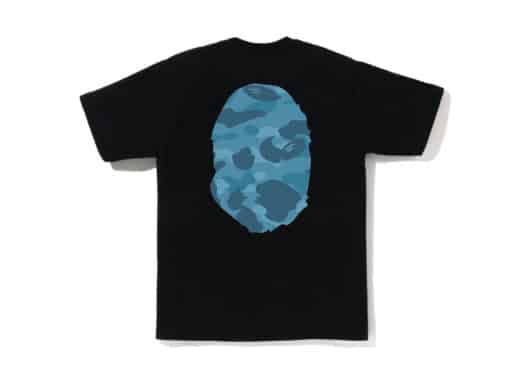 BAPE Honeycomb Camo Big Ape Head Tee Black Blue - Image 2