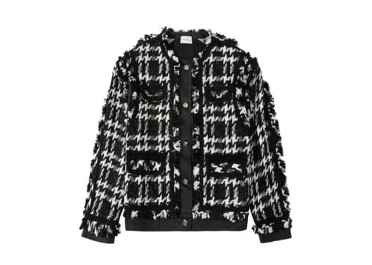 Charlie Luciano Houndstooth Collarless Jacket BlackWhite 2499 front view