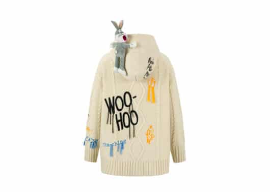 13De Marzo x Looney Tunes Daffy Duck Weave Knit Cardigan Khaki back view