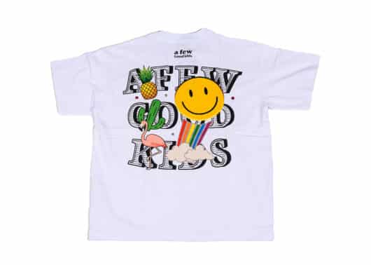 A Few Good Kids Smiley Face Logo Tee White back view