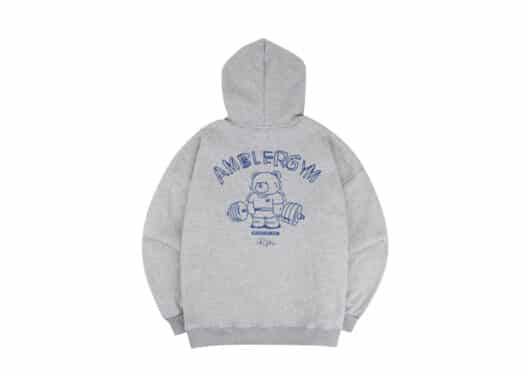 Ambler Deadlift Bear Hoodie Melange AHP908 back view
