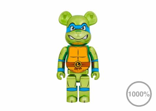 Bearbrick x Teenage Mutant Ninja Turtles Leonardo 1000% Chrome Ver. front view