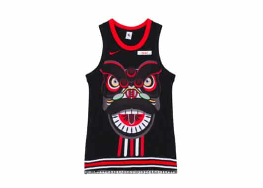 Nike X CLOT NRG GE Jersey BlackUniversity RedWhite front view