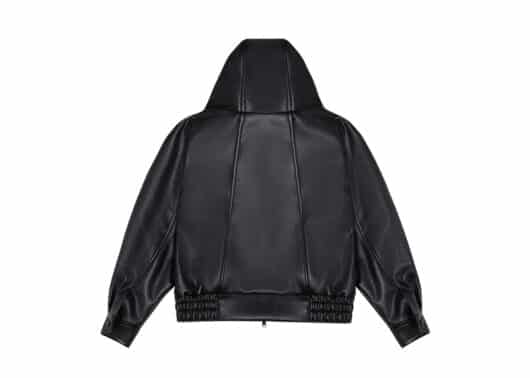 A Few Good Kids Hooded Leather Jacket Black - Image 2