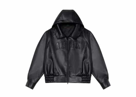 A Few Good Kids Hooded Leather Jacket Black