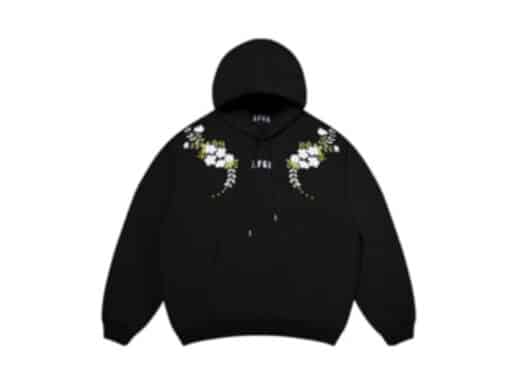 A Few Good Kids Shoulder Flower Hoodie Black front view