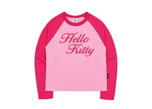 ADLV Sanrio Hello Kitty Lettering Raglan L/S Tee Pink
