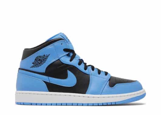 Air Jordan 1 Mid University Blue Black side view