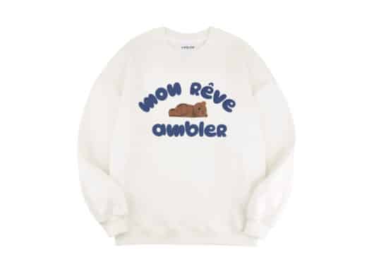 Ambler Dream Bear Crewneck Ivory AMM1111 front view