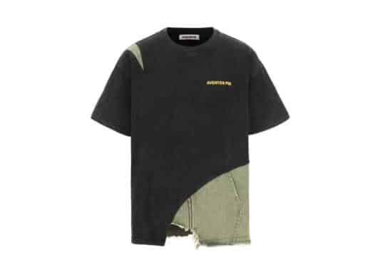 Aventen Pin Denim Bottom Tee Black front view