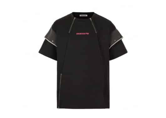 Aventen Pin Denim Patch Zipped Tee Black front view