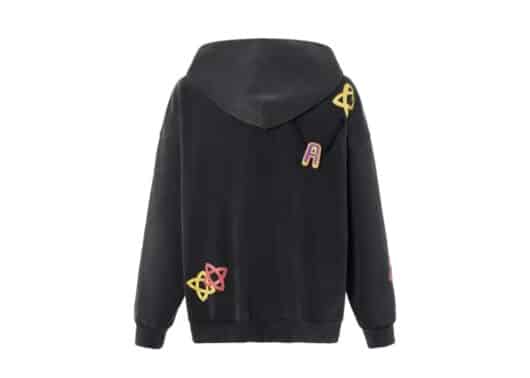 Aventen Pin Double String Multi Colour Logo Badge Hoodie Black - Image 2