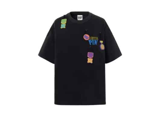 Aventen Pin Embroidered Multi Colour Logo Badge Tee Black