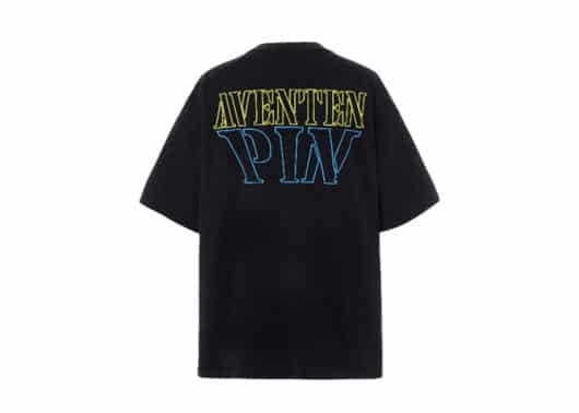 Aventen Pin Embroidered Multi Colour Logo Badge Tee Black - Image 2