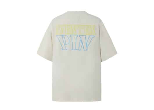 Aventen Pin Embroidered Multi Colour Logo Badge Tee Cream White - Image 2
