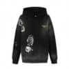 Aventen Pin Footprint Washed Hoodie Black front view