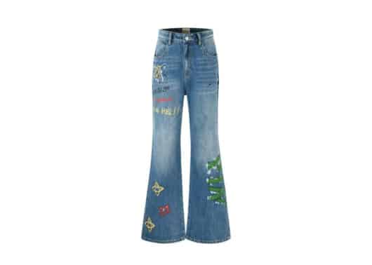 Aventen Pin Hand Painted Jeans Blue