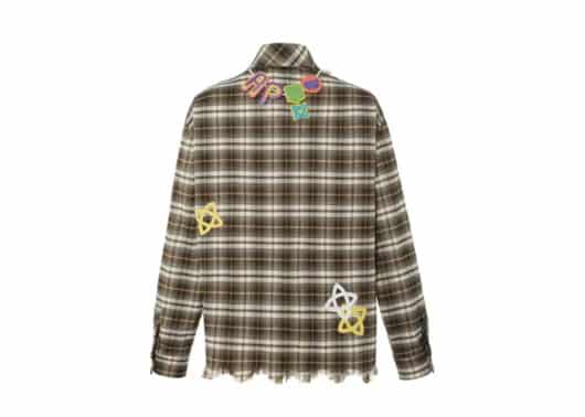 Aventen Pin Multi Colour Logo Badge Plaid Shirt Brown - Image 2