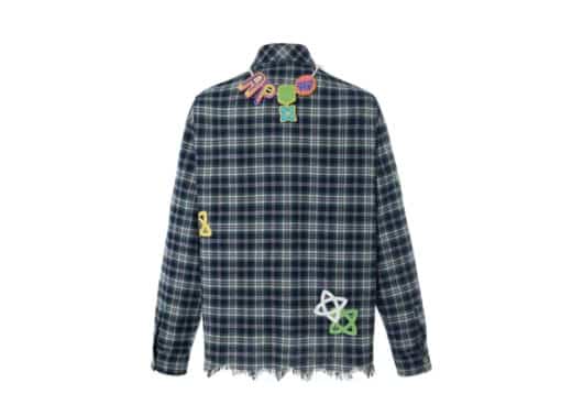 Aventen Pin Multi Colour Logo Badge Plaid Shirt Green - Image 2
