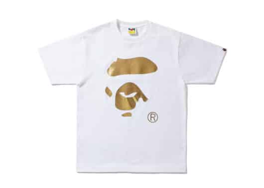 BAPE Foil Neon Ape Face Tee WhiteGold front view